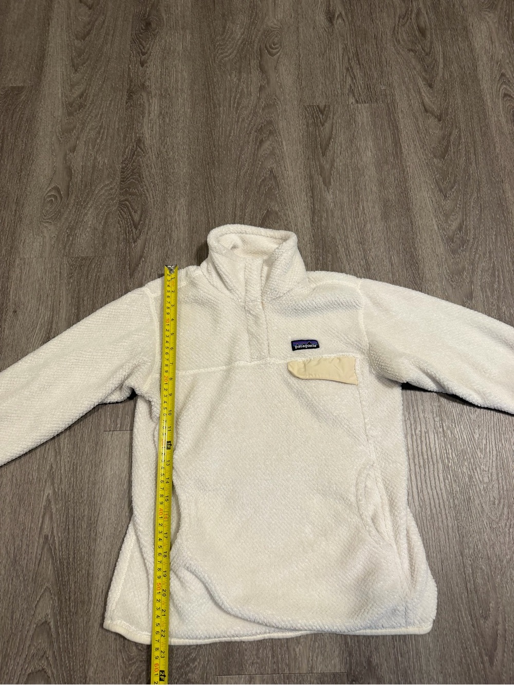 Patagonia Girls M Ivory Re-Tool Snap T Fleece Pullover Polartec Jacket - Picture 4 of 7